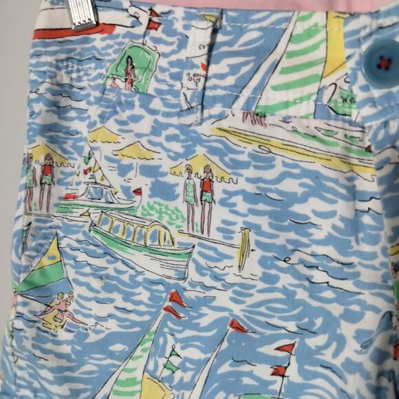 Lilly Pulitzer Sz 0 Callahan Short Get Nauti Sailboat Print Blue Beach Nautical - Picture 4 of 6